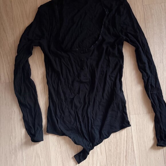 WOLFORD Henley ribbed stretch-modal thong bodysuit - Picture 3 of 3